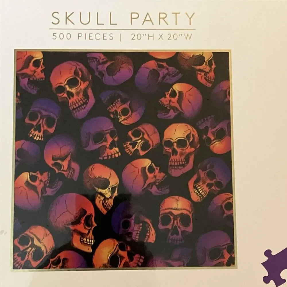 Skull Party Jigsaw Puzzle 500-Pieces Pink Sky New In Box Sealed Halloween Fun